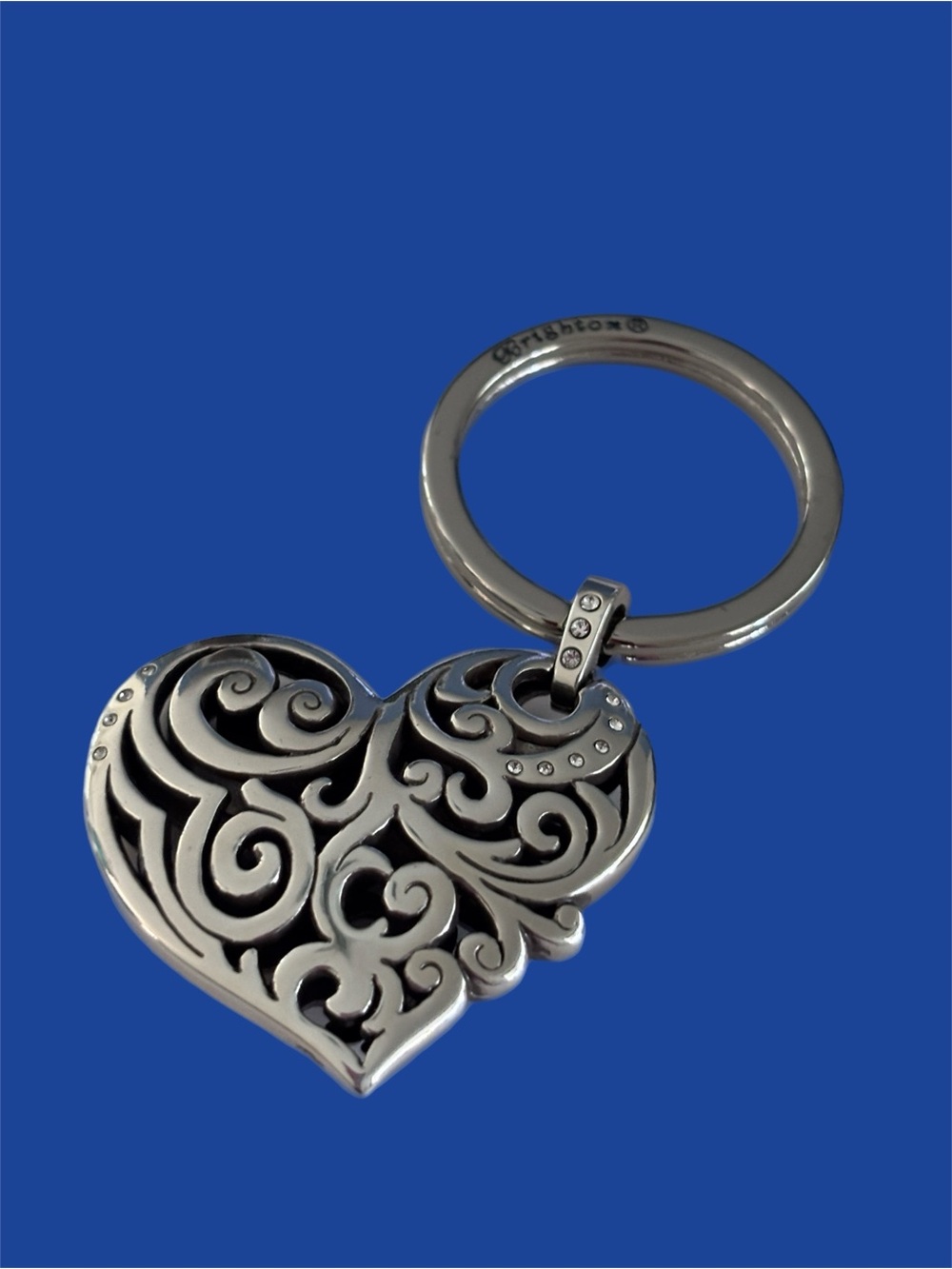 Brighton Madrid Heart Shape Keychain  Silver Tone.